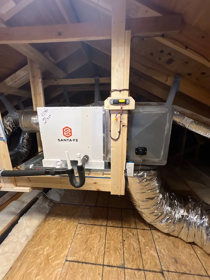 Dedicated dehumidifier and ductwork installed as part of an ACC Building Performance HVAC+D system