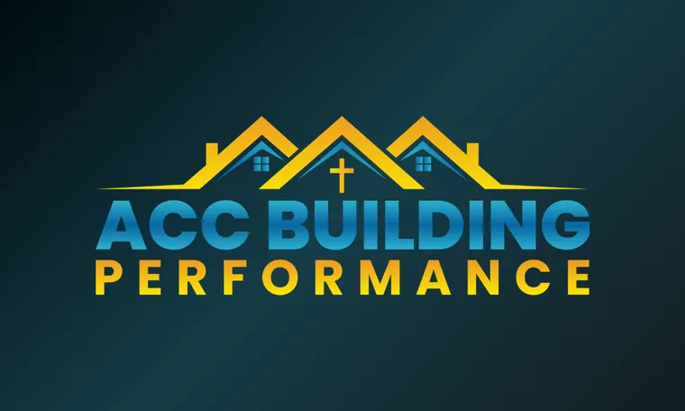 ACC Building Performance logo with a cross centered beneath the roofline